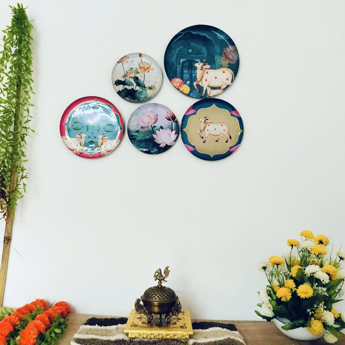 Pichwai Wall Plates Set Of 5