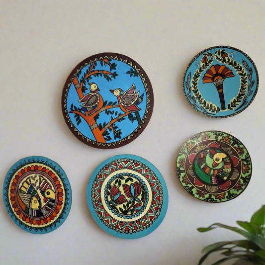 Handmade Madhubani Wall Plates set of 5