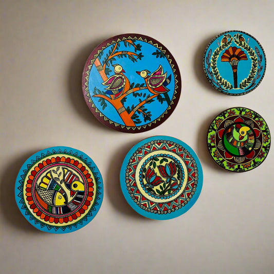 Handmade Madhubani Wall Plates set of 5